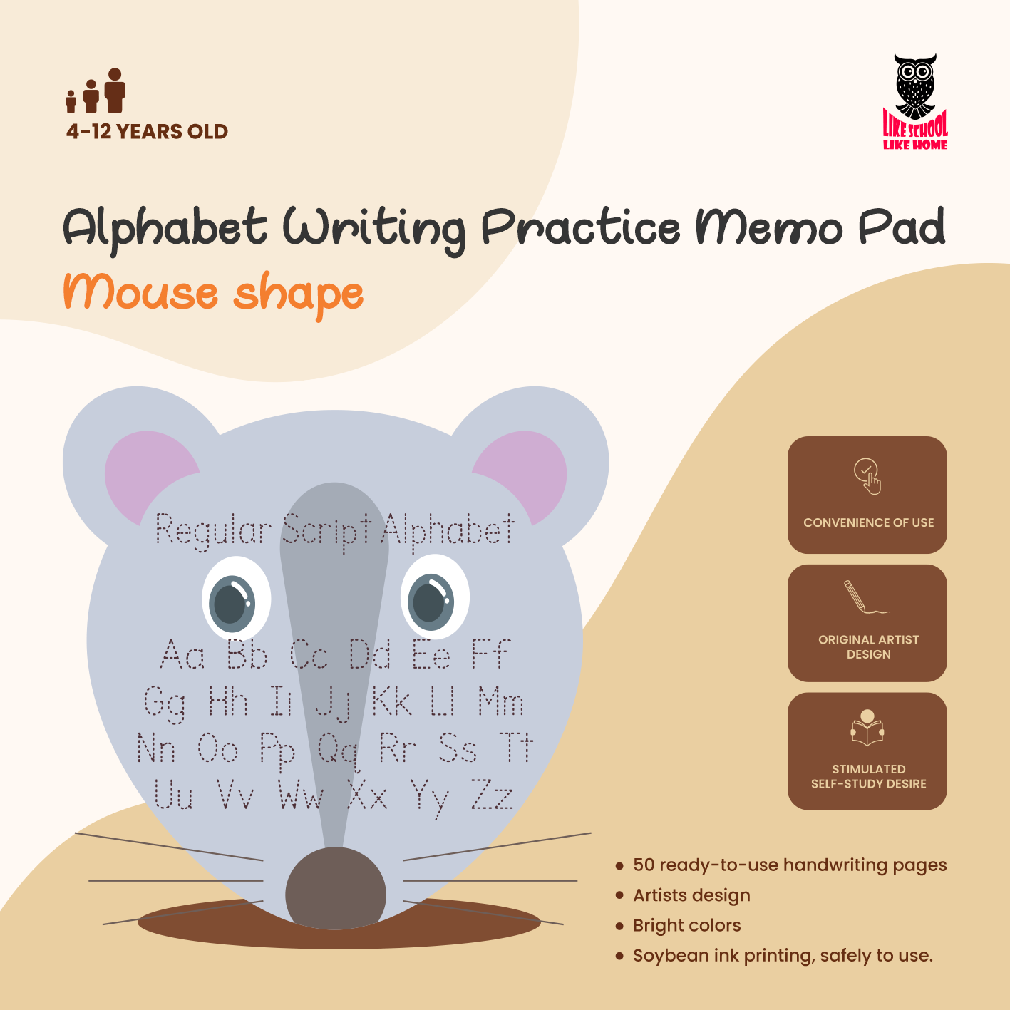 Alphabet Writing Practice Mouse-Shaped Memo Pad