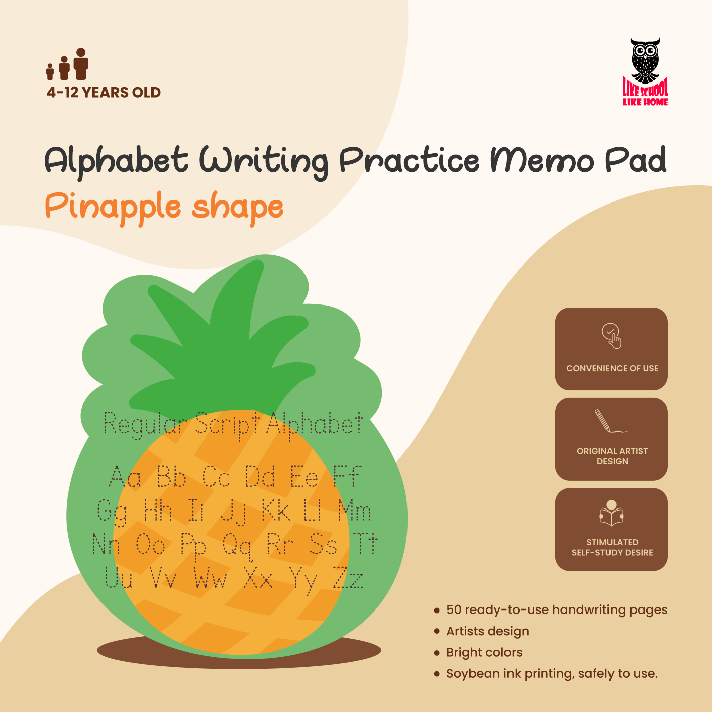 Alphabet Writing Practice Pineapple-Shaped Memo Pad