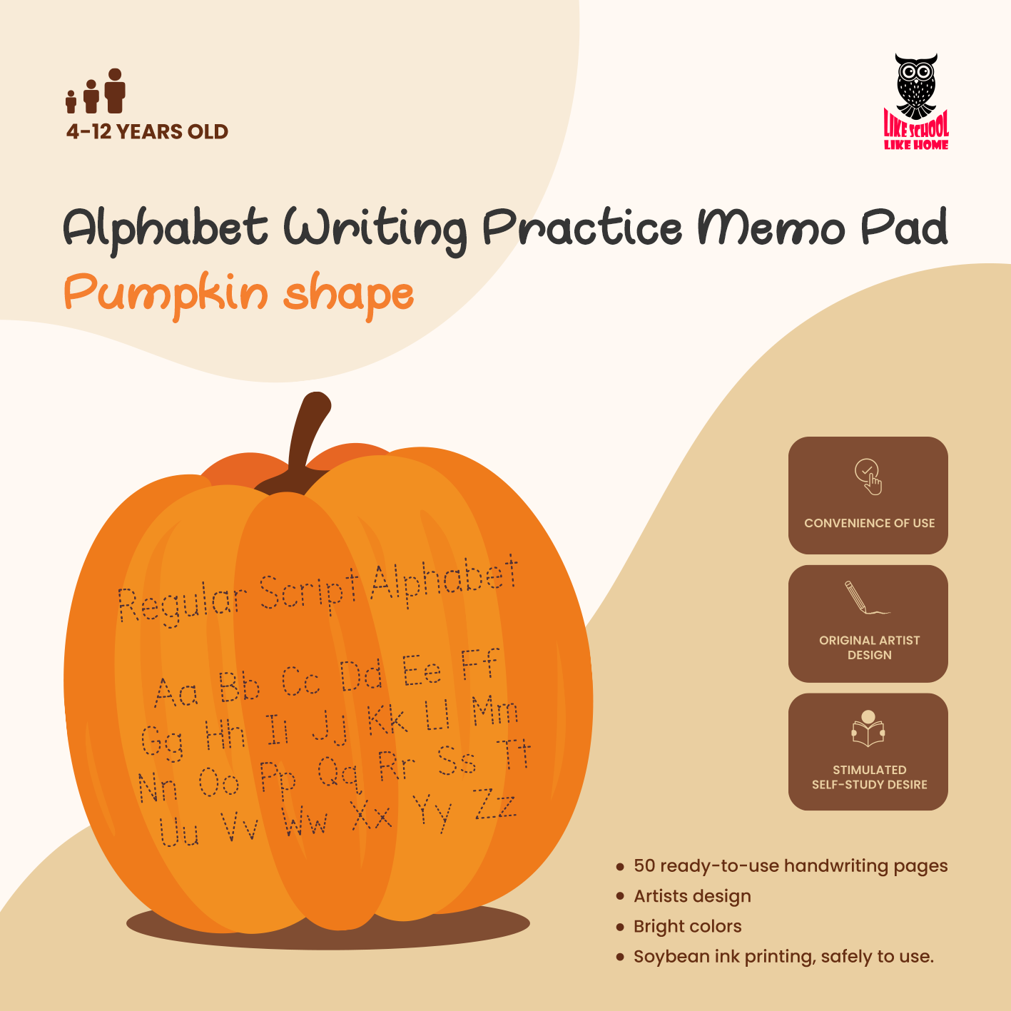 Alphabet Writing Practice Pumpkin-shape Memo Pad