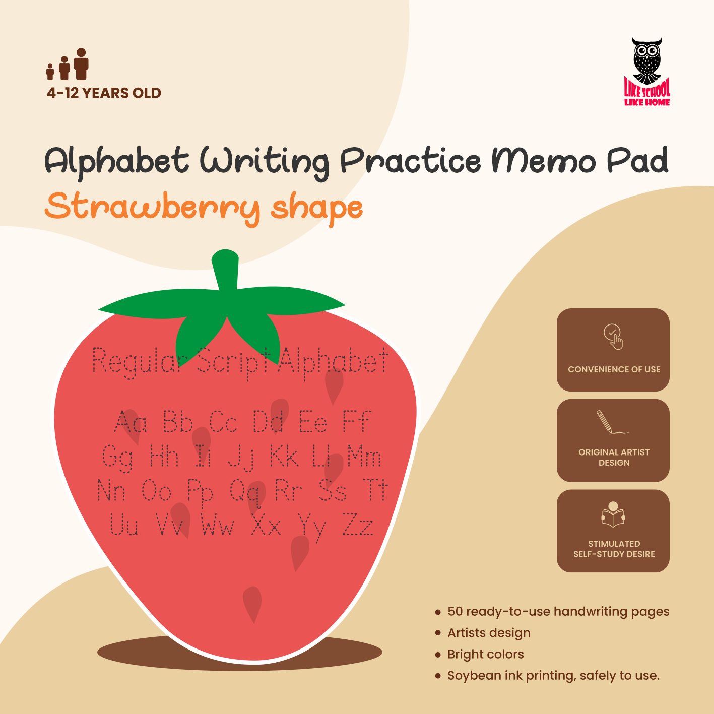 Alphabet Writing Practice Strawberry Shape Memo Pad