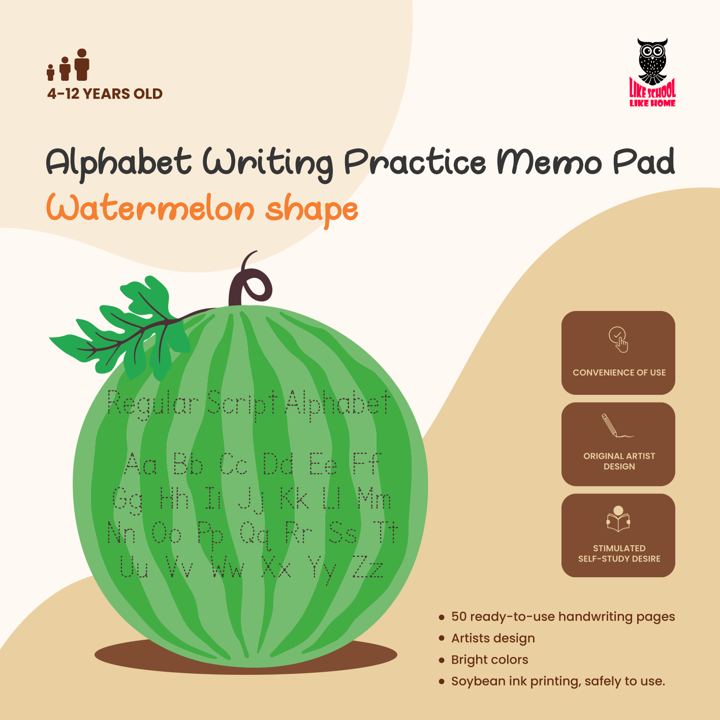 Alphabet Writing Practice Watermelon Shape Memo Pad