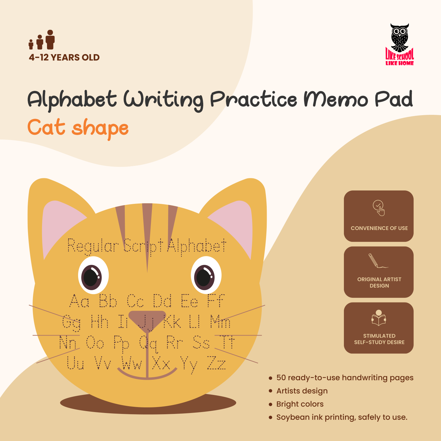 Alphabet writing Practice Cat Shaped Memo Pad