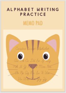 Cursive Script Alphabet Cat Shaped Memo Pad