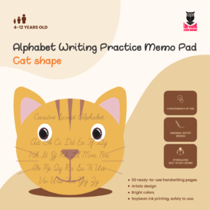 Cursive Script Alphabet Writing Practice Cat Shaped Memo Pad