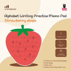 Cursive Script Alphabet Writing Practice Strawberry Shape Memo Pad