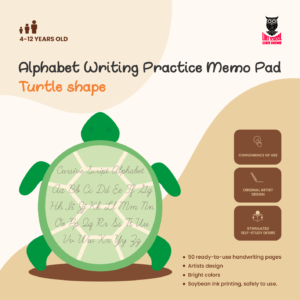 Cursive Script Alphabet Writing Practice Turtle-shape Memo Pad