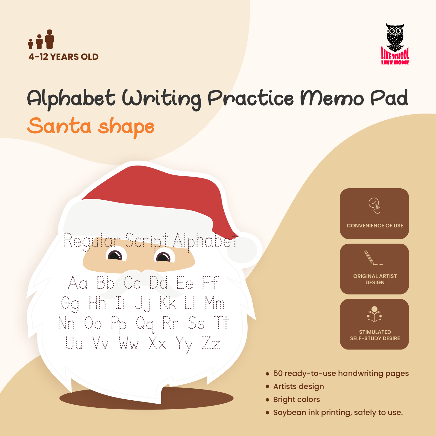 Handwriting Practice Memo Pad Santa Shape