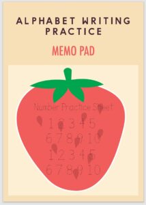 Number Practice Sheet Writing Practice Strawberry Shape Memo Pad