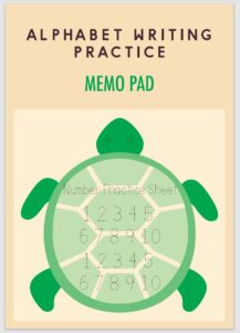 Number Practice Sheet Writing Practice Turtle-shape Memo Pad