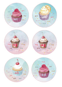 Cupcake Theme Phonics Word Chart