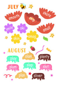 Jul-Aug Consonant Blend Word Calendar