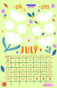 July 2024 Consonant Blend Calendar