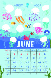 June 2024 mixed fun word family calendar