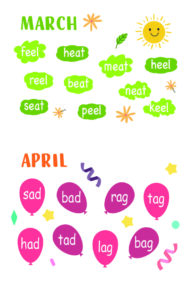 Mar-Apr 2024 mixed fun word family calendar