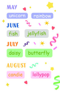 May-Jun-Jul-Aug Fun Word Calendar