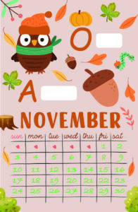 November 2024 Mixed Fun Alphabet Calendar