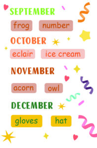 Sep-Oct-Nov-Dec Fun Word Calendar