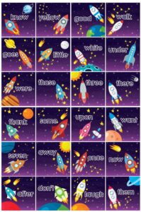 Space Theme Sight Word Phonics Stickers