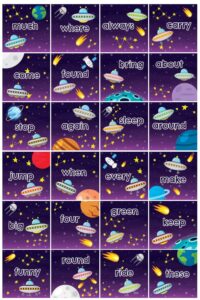 Space Theme Sight Word Stickers