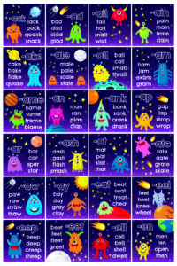 Space Theme Word Family Chart for Kids